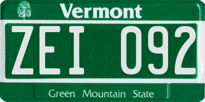 VT license plate ZEI092