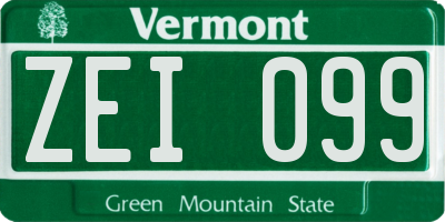 VT license plate ZEI099