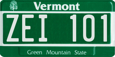 VT license plate ZEI101