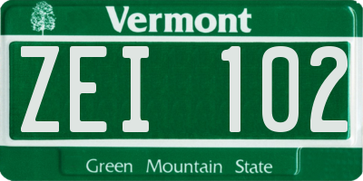 VT license plate ZEI102