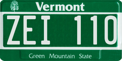 VT license plate ZEI110