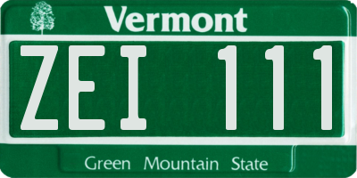 VT license plate ZEI111