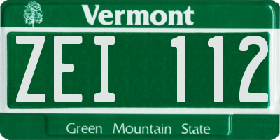 VT license plate ZEI112
