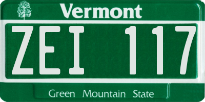 VT license plate ZEI117