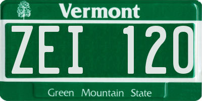 VT license plate ZEI120