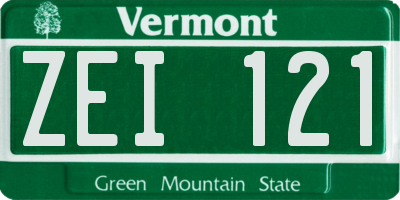 VT license plate ZEI121