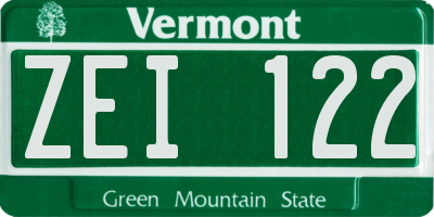 VT license plate ZEI122