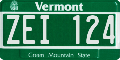 VT license plate ZEI124
