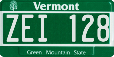 VT license plate ZEI128