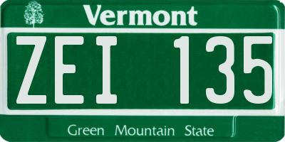 VT license plate ZEI135