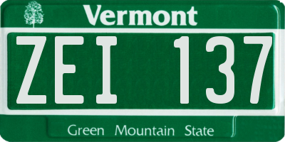 VT license plate ZEI137