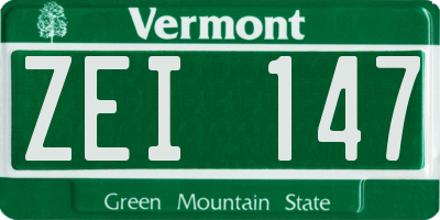 VT license plate ZEI147