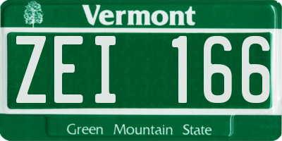 VT license plate ZEI166