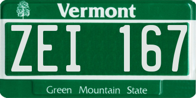 VT license plate ZEI167