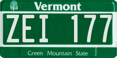 VT license plate ZEI177