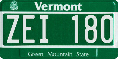 VT license plate ZEI180