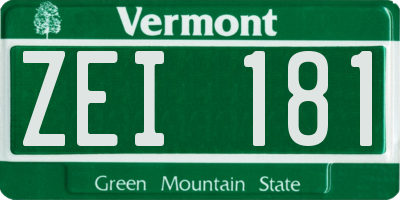 VT license plate ZEI181