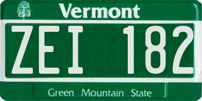 VT license plate ZEI182