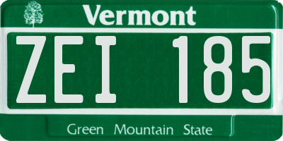 VT license plate ZEI185