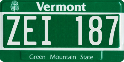 VT license plate ZEI187
