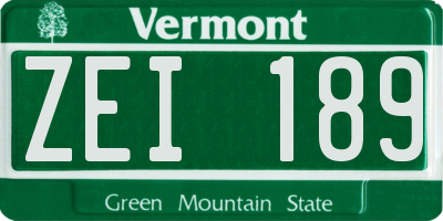 VT license plate ZEI189