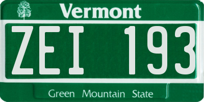 VT license plate ZEI193