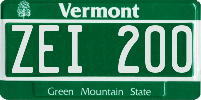 VT license plate ZEI200