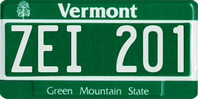 VT license plate ZEI201