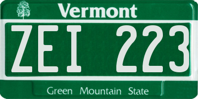 VT license plate ZEI223