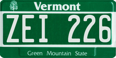 VT license plate ZEI226