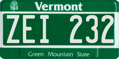 VT license plate ZEI232
