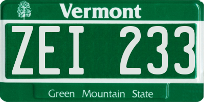 VT license plate ZEI233