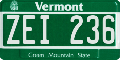 VT license plate ZEI236