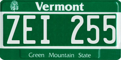 VT license plate ZEI255
