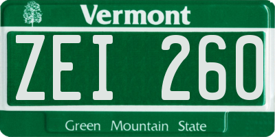 VT license plate ZEI260