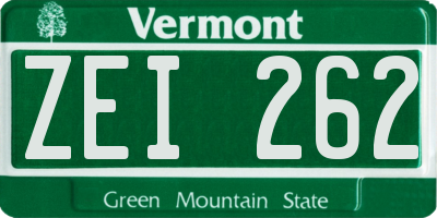 VT license plate ZEI262