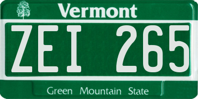 VT license plate ZEI265