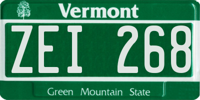 VT license plate ZEI268