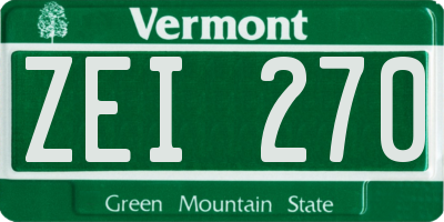 VT license plate ZEI270
