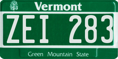 VT license plate ZEI283