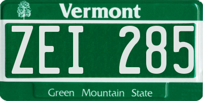 VT license plate ZEI285