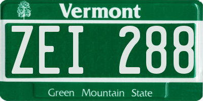 VT license plate ZEI288
