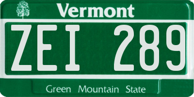 VT license plate ZEI289