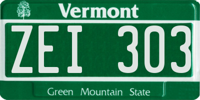 VT license plate ZEI303