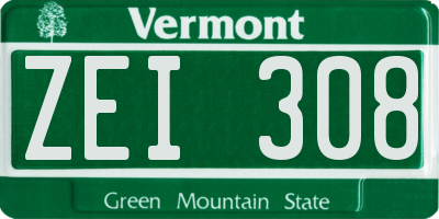 VT license plate ZEI308