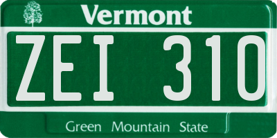 VT license plate ZEI310