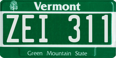 VT license plate ZEI311