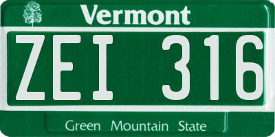VT license plate ZEI316