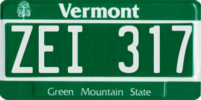 VT license plate ZEI317