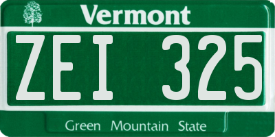 VT license plate ZEI325